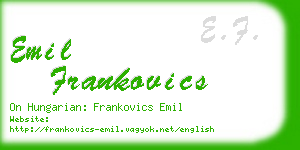 emil frankovics business card